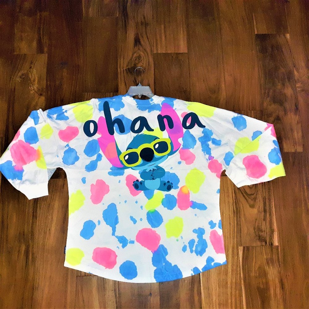 Disney XL NWT Stitch Ohana Splatter Spirit Jersey
